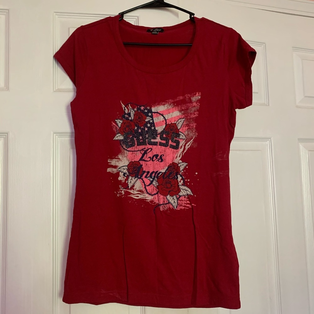 VINTAGE 90s Guess Logo Graphic Blingy Top